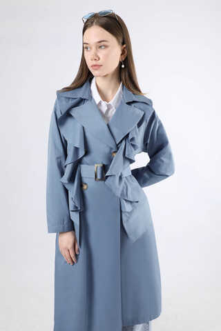 Frilly Trench İndigo - 4