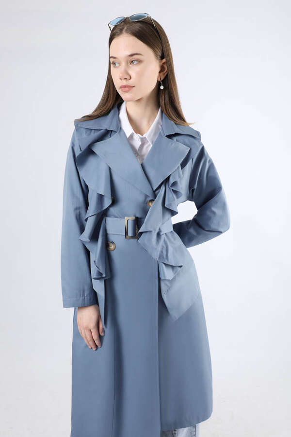 Frilly Trench İndigo - 4