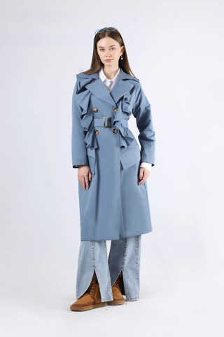 Frilly Trench İndigo - 1