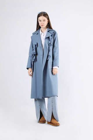 Frilly Trench İndigo - 3