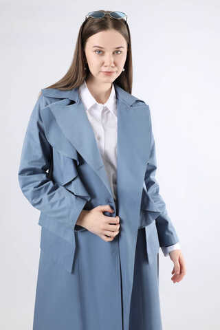 Frilly Trench İndigo - 5