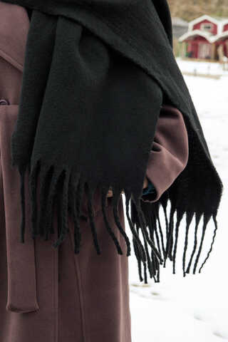 Fringed Scarf Black - 6