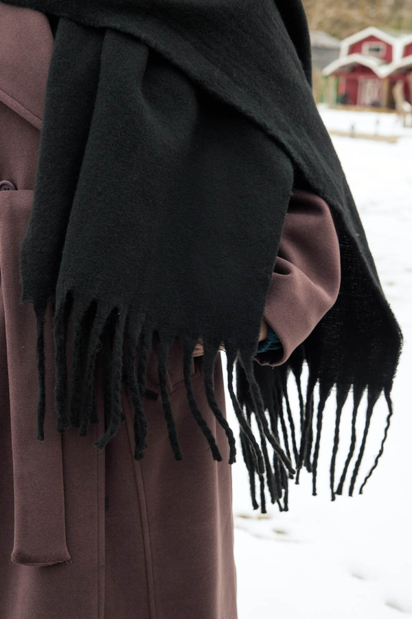 Fringed Scarf Black - 6