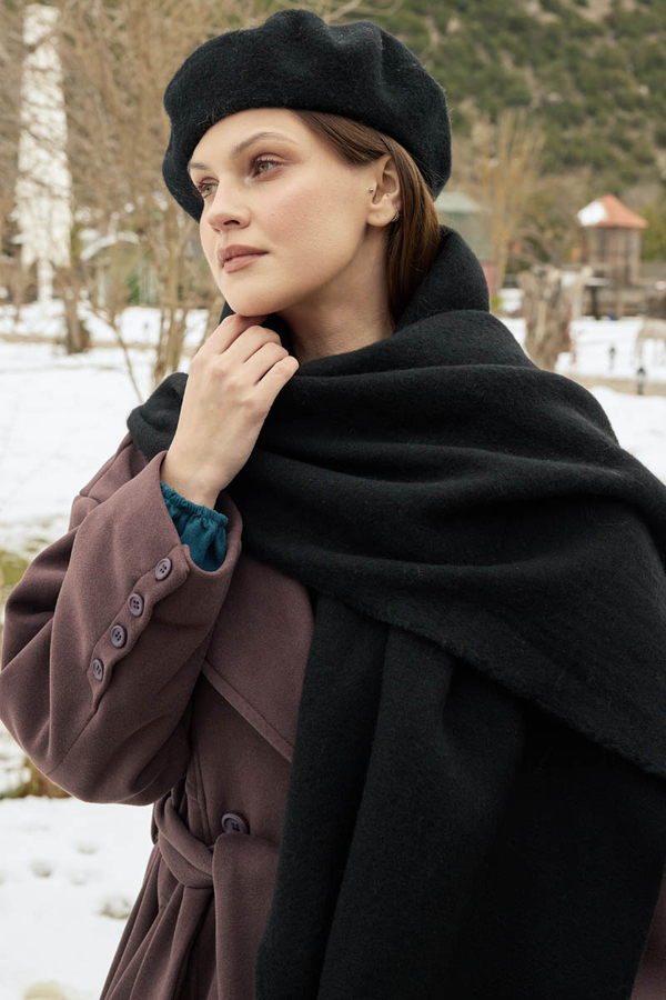 Fringed Scarf Black - 7