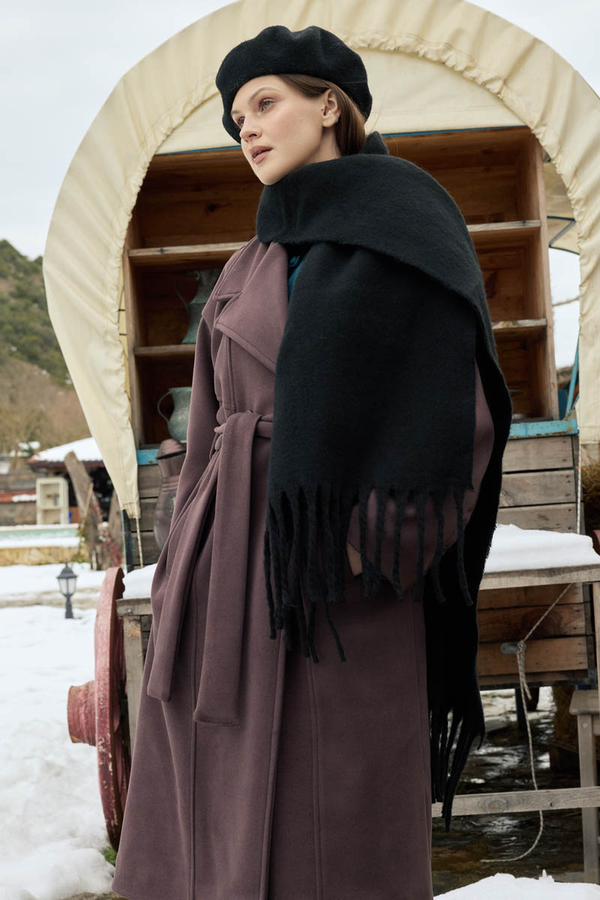 Fringed Scarf Black - 9