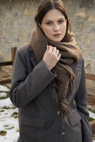 Fringed Scarf Brown - 1