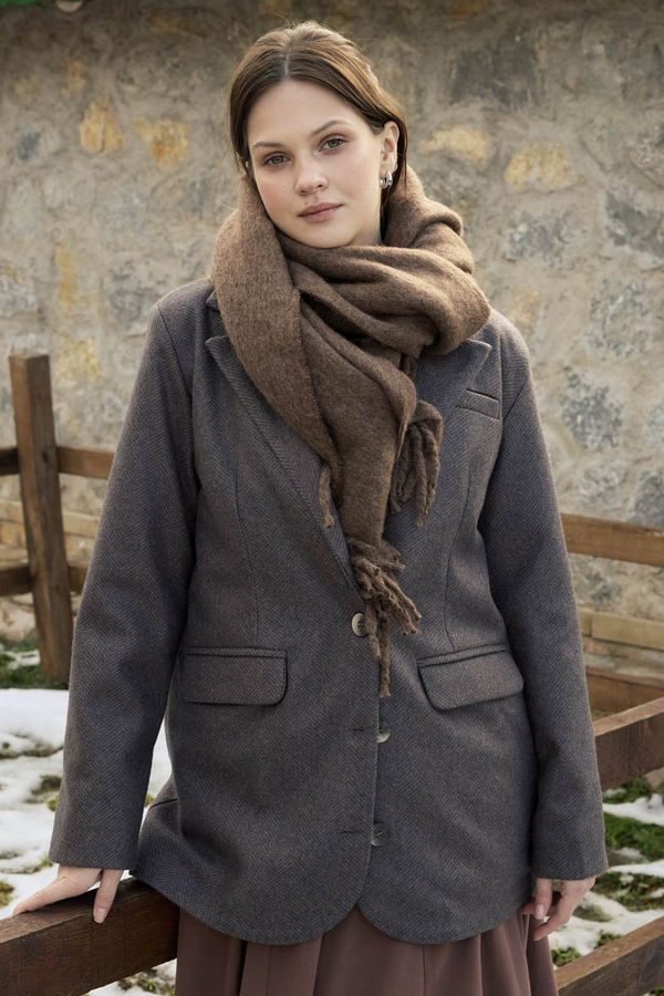 Fringed Scarf Brown - 2