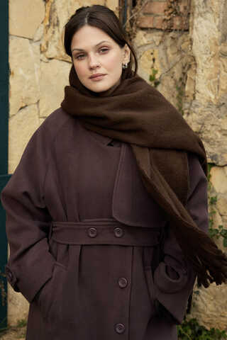 Fringed Scarf Dark Coffee - 3