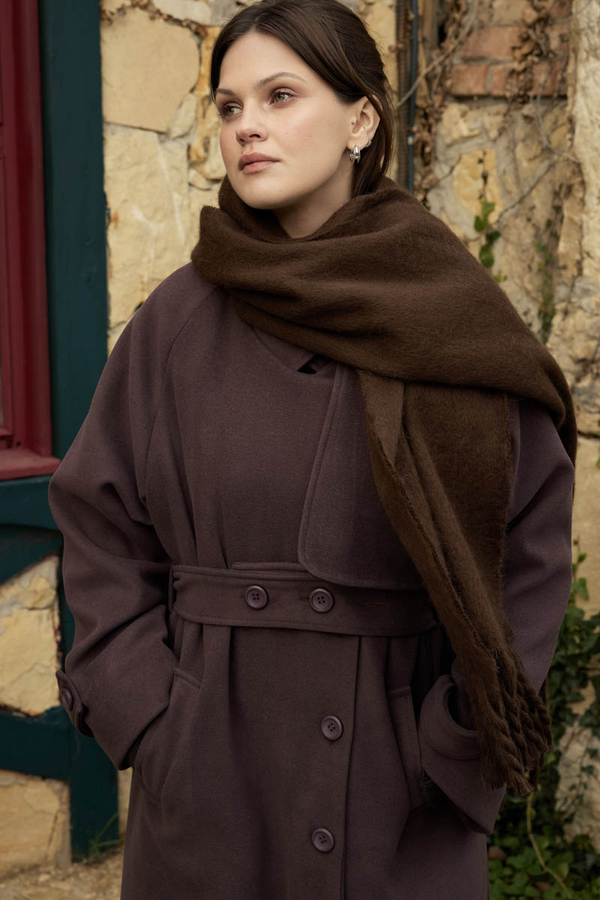 Fringed Scarf Dark Coffee - 4