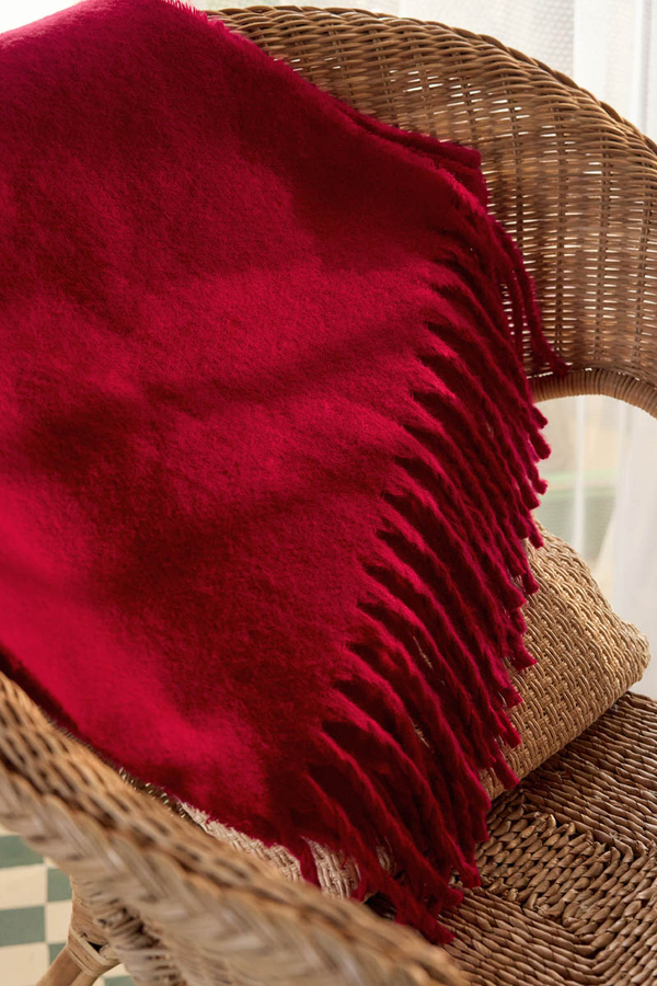 Fringed Scarf Red - 1