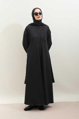 Asimetrik Nervür Detaylı Elbise Lacivert - 3