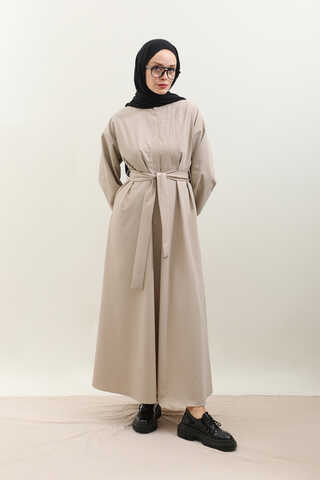 Asimetrik Nervür Detaylı Elbise Taş - 2