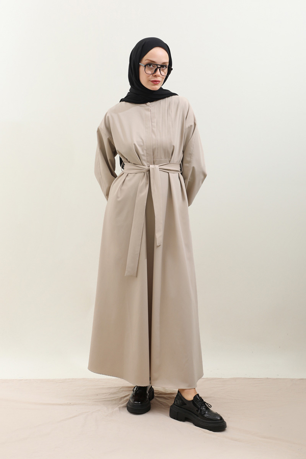 Asimetrik Nervür Detaylı Elbise Taş - 2