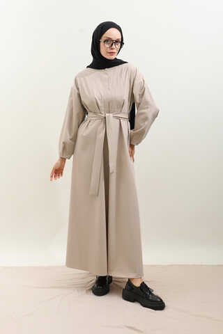 Asimetrik Nervür Detaylı Elbise Taş - 3