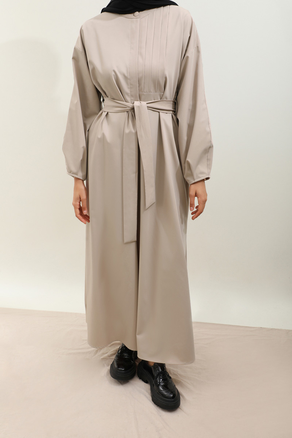 Asimetrik Nervür Detaylı Elbise Taş - 6