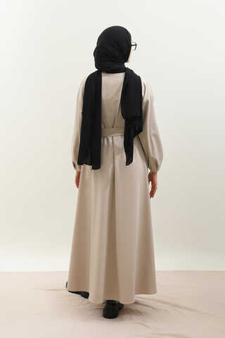 Asimetrik Nervür Detaylı Elbise Taş - 11