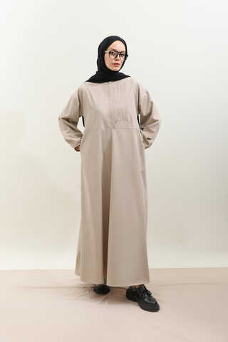 Asimetrik Nervür Detaylı Elbise Taş - 10