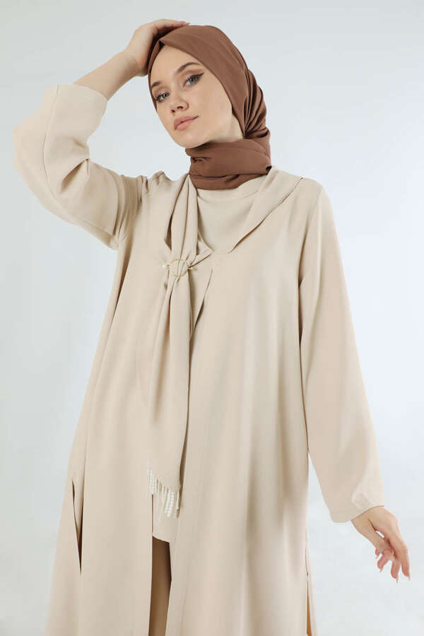 Fularlı Abaya Takım Taş - 2