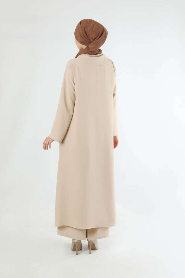 Fularlı Abaya Takım Taş - 4