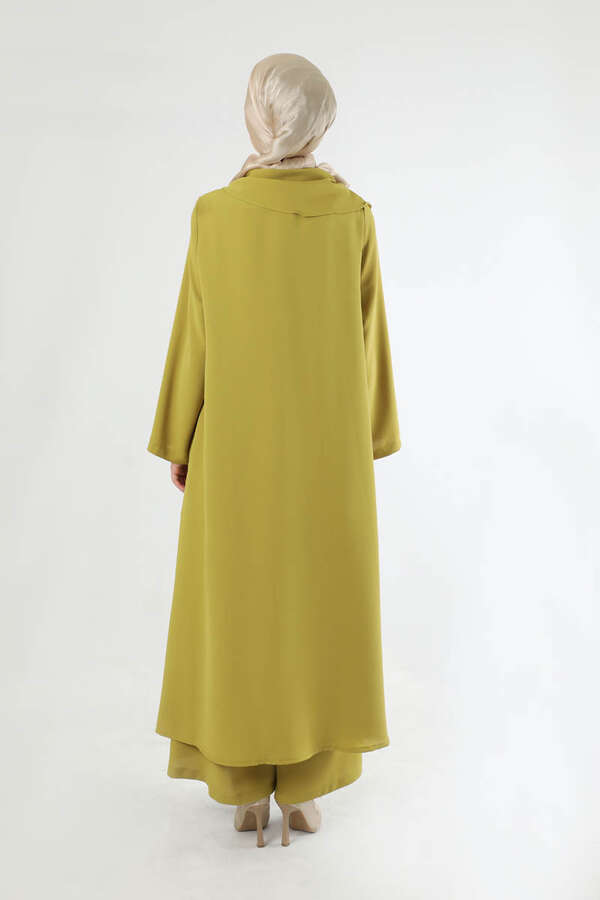 Fularlı Abaya Takım Yağ Yeşili - 4
