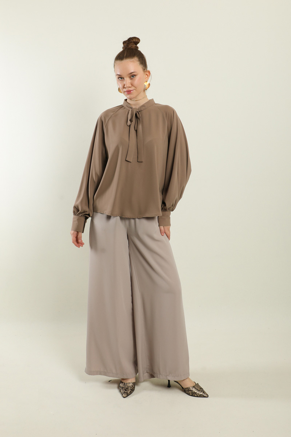 Fularlı Gömlek Camel - 2