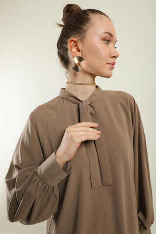 Fularlı Gömlek Camel - 5