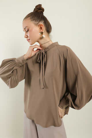 Fularlı Gömlek Camel - 6