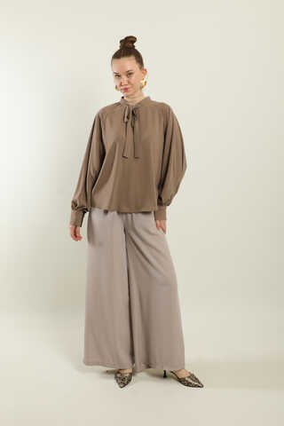 Fularlı Gömlek Camel - 2