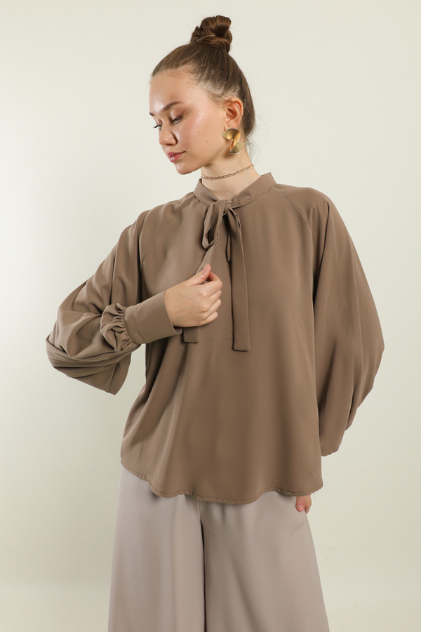 Fularlı Gömlek Camel - 3