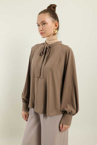 Fularlı Gömlek Camel - 4