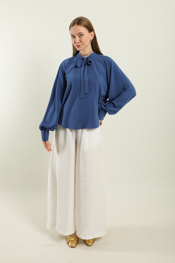 Fularlı Gömlek İndigo - 2