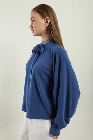 Fularlı Gömlek İndigo - 5