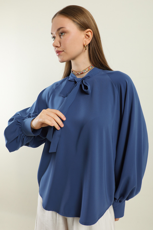 Fularlı Gömlek İndigo - 3