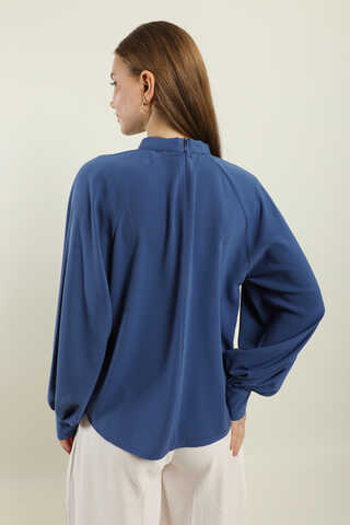 Fularlı Gömlek İndigo - 6