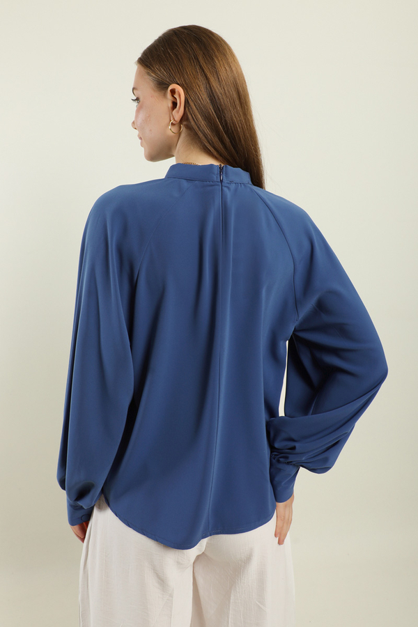 Fularlı Gömlek İndigo - 6