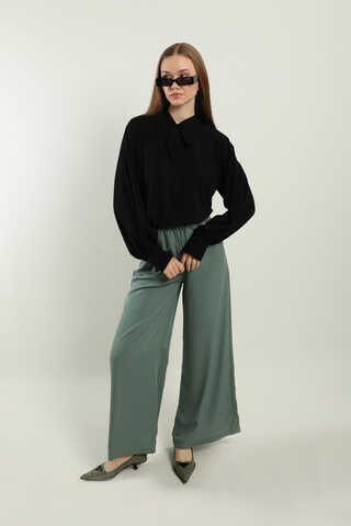 Fularlı Gömlek Siyah - 4