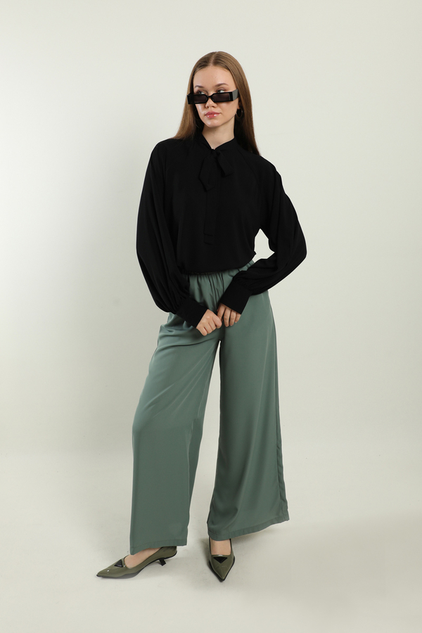 Fularlı Gömlek Siyah - 4