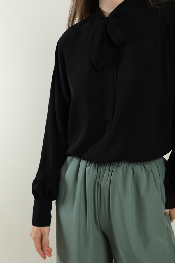 Fularlı Gömlek Siyah - 3