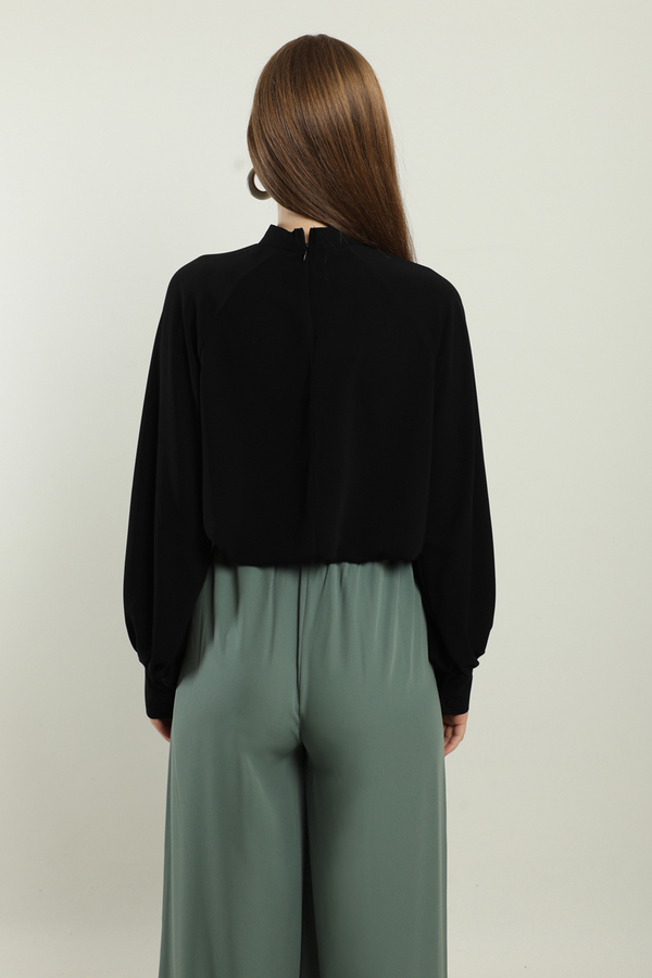 Fularlı Gömlek Siyah - 6