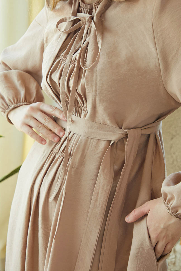 Fulya Dress Beige - 9