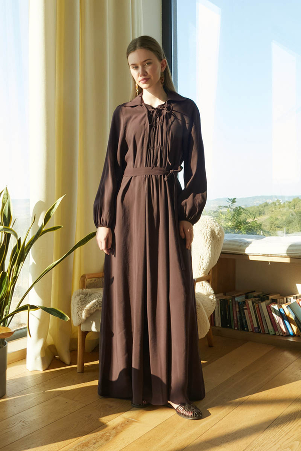 Fulya Dress Brown - 1