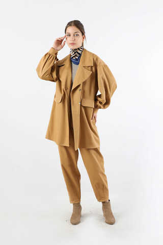 Gabardin Ceket Takım Camel - 3