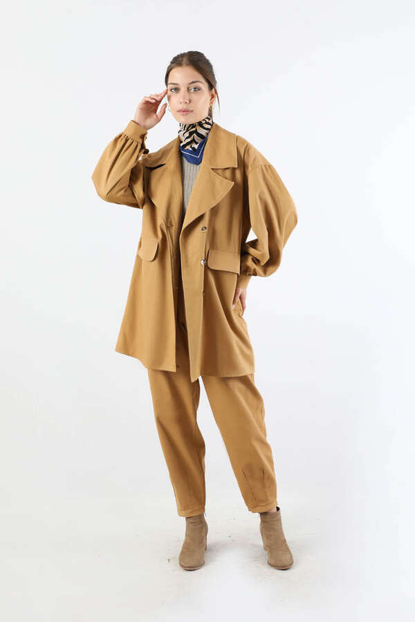 Gabardin Ceket Takım Camel - 3