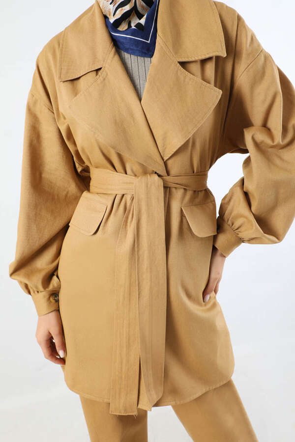 Gabardin Ceket Takım Camel - 4