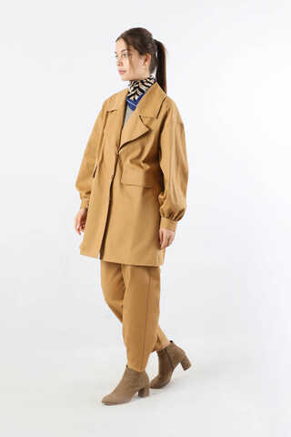 Gabardin Ceket Takım Camel - 5