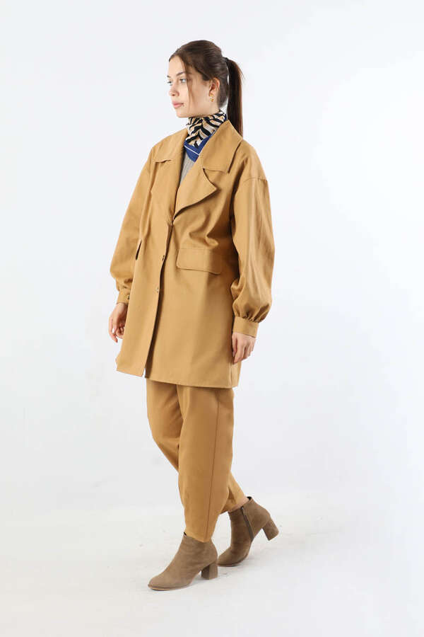 Gabardin Ceket Takım Camel - 5