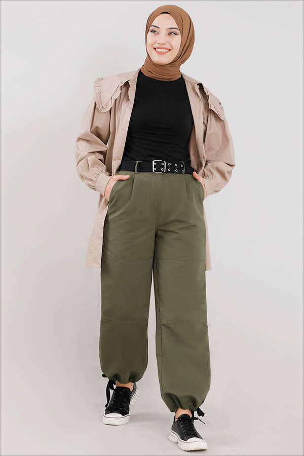 Gabardin Kargo Pantolon Haki - 2