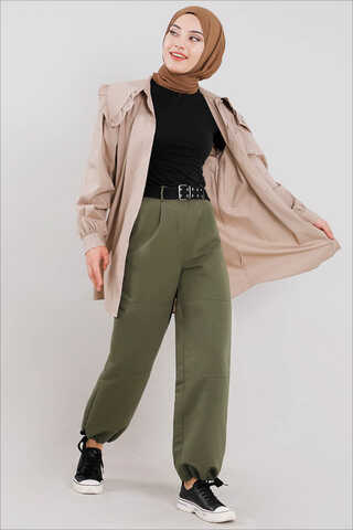 Gabardine Cargo Pants Khaki - 3