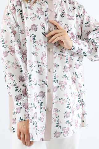Çiçek Desenli Gömlek Gül Kurusu - 2