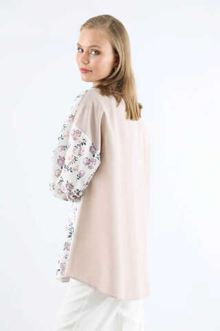 Çiçek Desenli Gömlek Gül Kurusu - 5